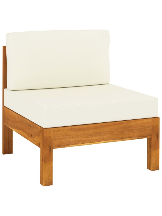 Keturvietė sodo sofa su kreminėmis pagalvėmis, akacijos masyvas