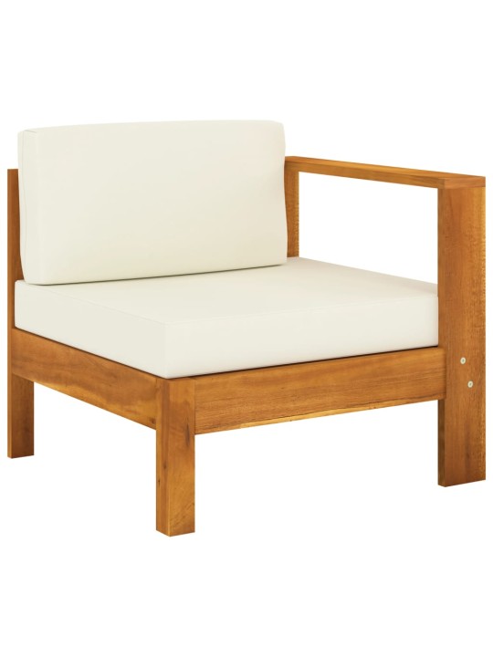 Keturvietė sodo sofa su kreminėmis pagalvėmis, akacijos masyvas