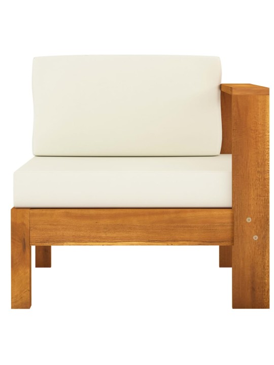 Keturvietė sodo sofa su kreminėmis pagalvėmis, akacijos masyvas