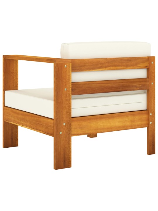 Keturvietė sodo sofa su kreminėmis pagalvėmis, akacijos masyvas