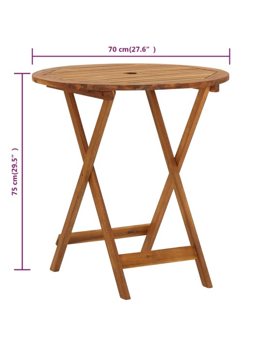 Sulankstomas sodo stalas, 70cm, akacijos medienos masyvas