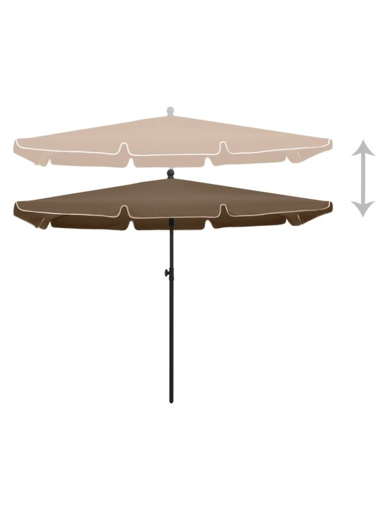 Sodo skėtis nuo saulės su stulpu, taupe spalvos, 210x140cm