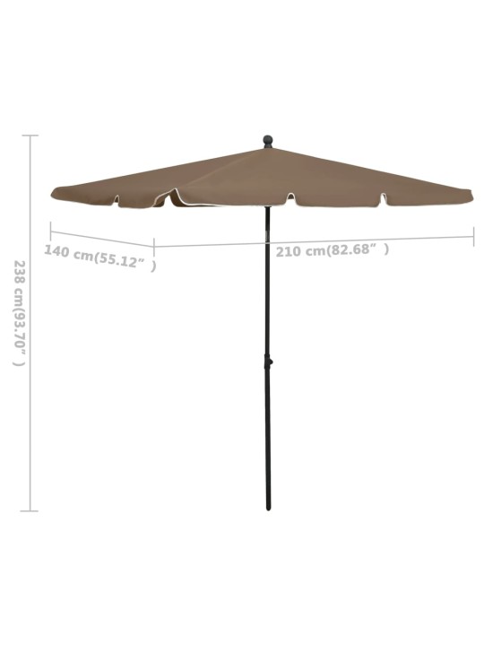 Sodo skėtis nuo saulės su stulpu, taupe spalvos, 210x140cm