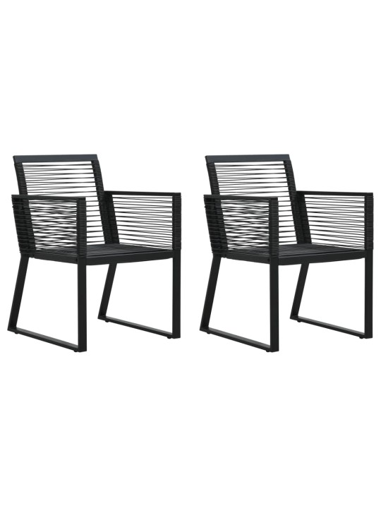 Lauko valgomojo baldų komplektas, 3 dalių, juodas, PVC ratanas