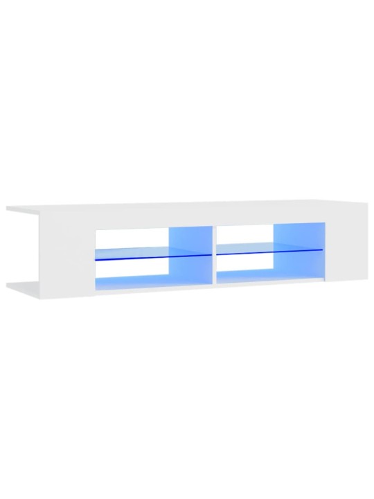 Televizoriaus spintelė su LED apšvietimu, balta, 135x39x30cm