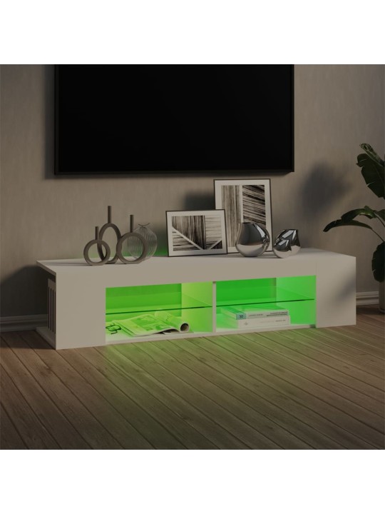 Televizoriaus spintelė su LED apšvietimu, balta, 135x39x30cm
