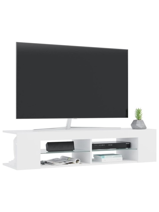 Televizoriaus spintelė su LED apšvietimu, balta, 135x39x30cm