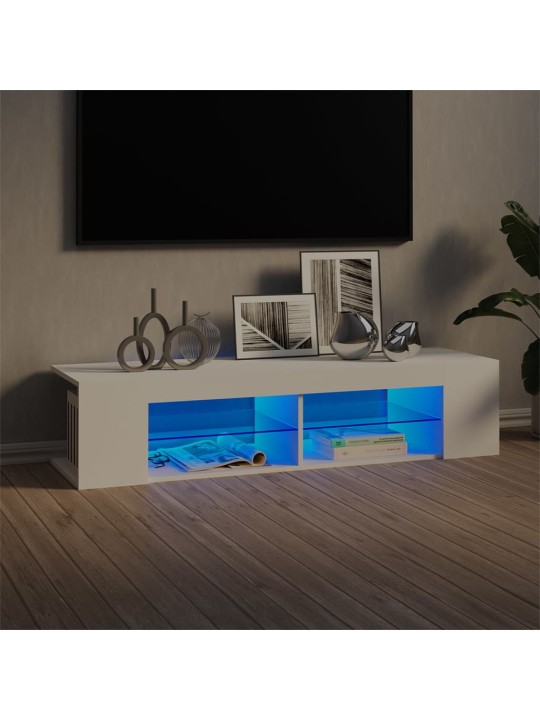 Televizoriaus spintelė su LED apšvietimu, balta, 135x39x30cm