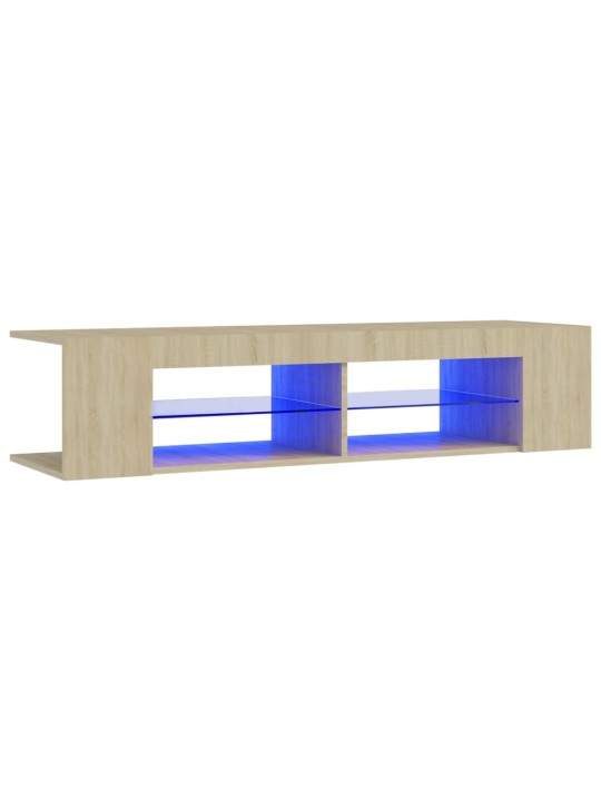 Televizoriaus spintelė su LED apšvietimu, ąžuolo, 135x39x30cm