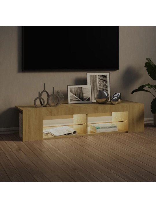 Televizoriaus spintelė su LED apšvietimu, ąžuolo, 135x39x30cm