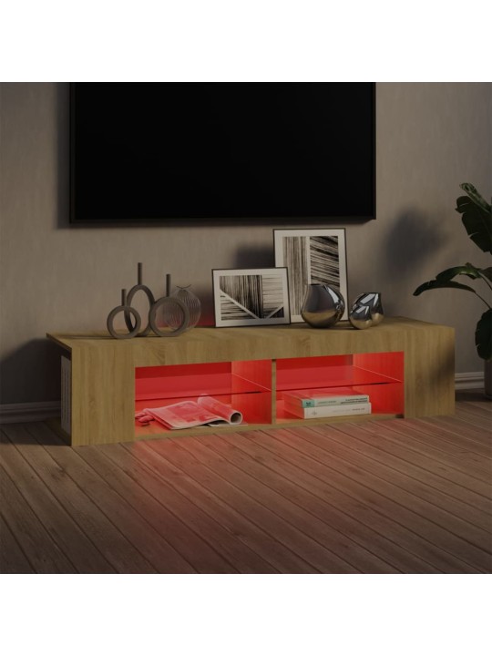 Televizoriaus spintelė su LED apšvietimu, ąžuolo, 135x39x30cm