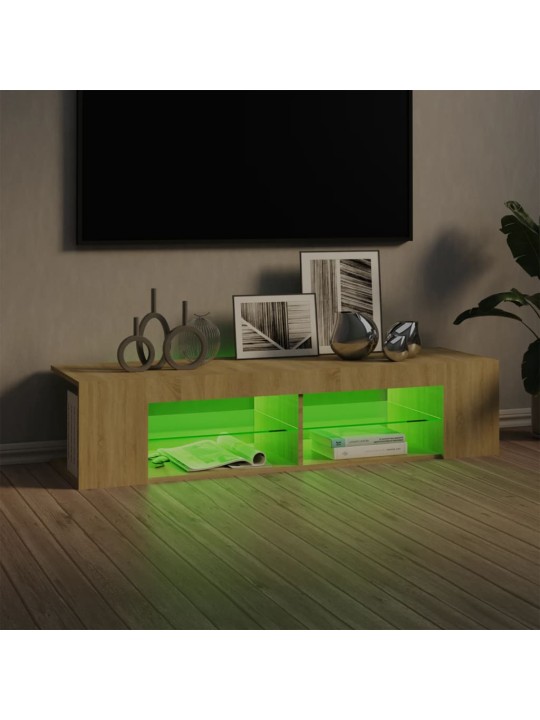 Televizoriaus spintelė su LED apšvietimu, ąžuolo, 135x39x30cm