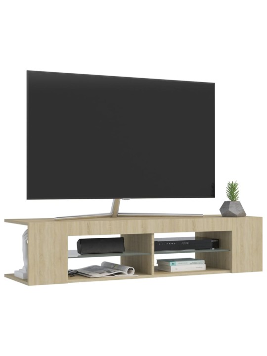 Televizoriaus spintelė su LED apšvietimu, ąžuolo, 135x39x30cm