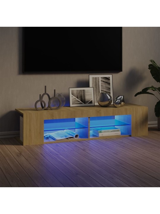 Televizoriaus spintelė su LED apšvietimu, ąžuolo, 135x39x30cm