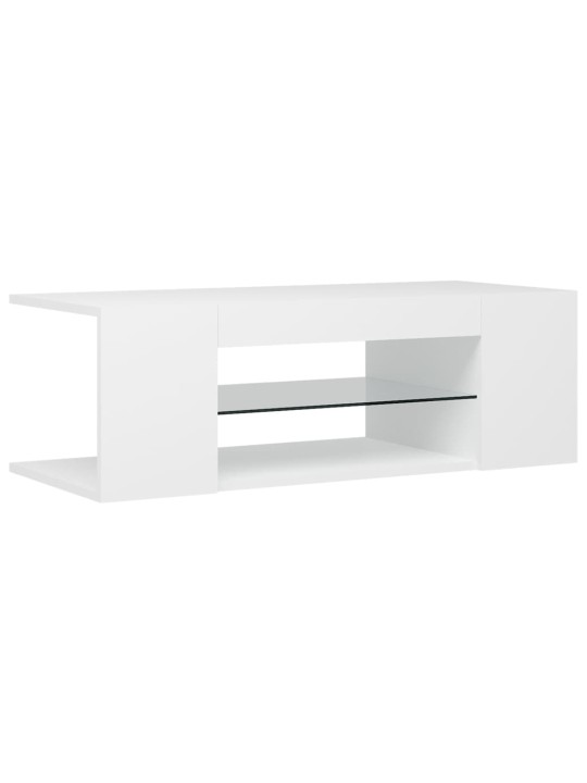 Televizoriaus spintelė su LED apšvietimu, balta, 90x39x30cm