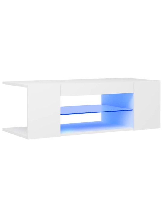 Televizoriaus spintelė su LED apšvietimu, balta, 90x39x30cm