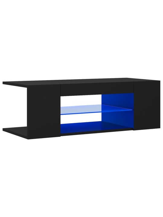 Televizoriaus spintelė su LED apšvietimu, juoda, 90x39x30cm