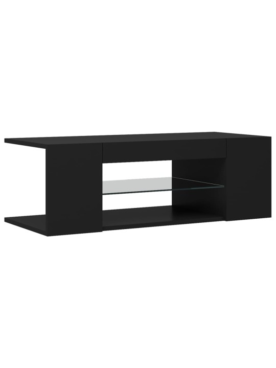 Televizoriaus spintelė su LED apšvietimu, juoda, 90x39x30cm