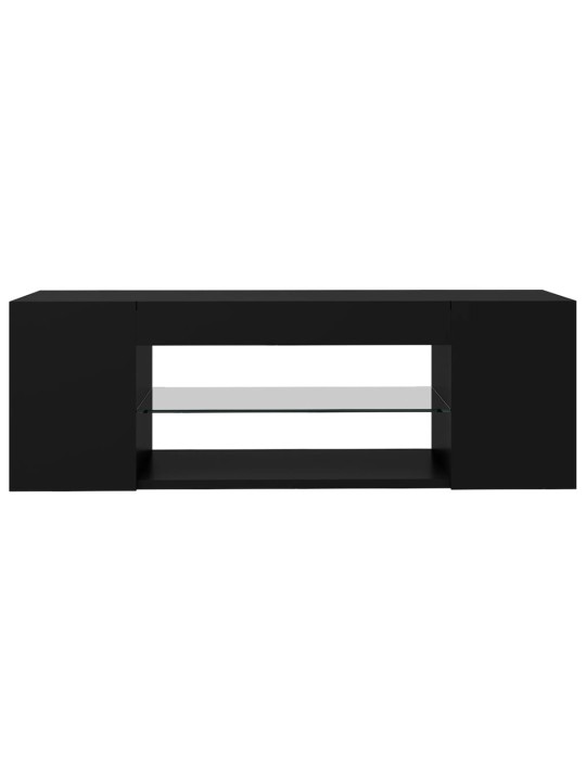 Televizoriaus spintelė su LED apšvietimu, juoda, 90x39x30cm