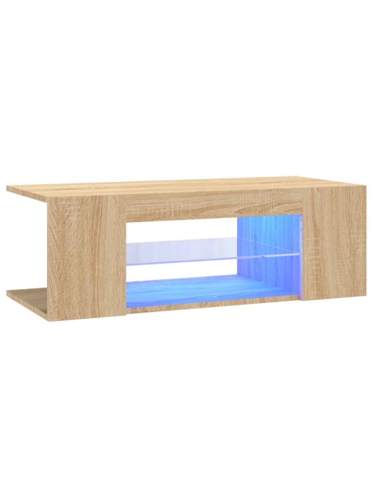 Televizoriaus spintelė su LED apšvietimu, ąžuolo, 90x39x30cm