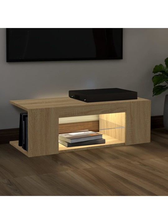 Televizoriaus spintelė su LED apšvietimu, ąžuolo, 90x39x30cm