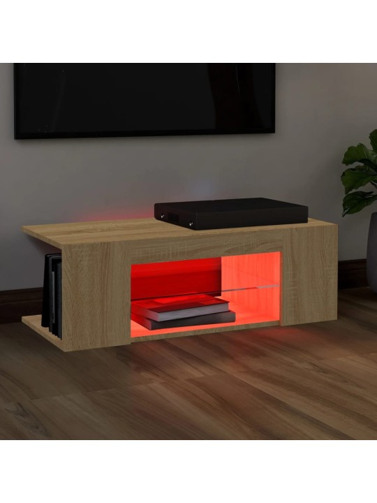 Televizoriaus spintelė su LED apšvietimu, ąžuolo, 90x39x30cm