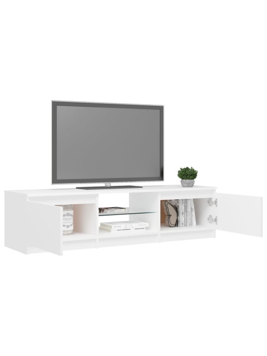 Televizoriaus spintelė su LED apšvietimu, balta, 140x40x35,5cm