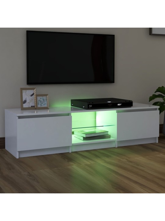 Televizoriaus spintelė su LED apšvietimu, balta, 140x40x35,5cm