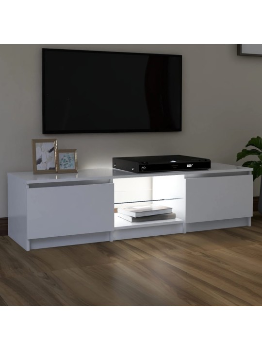 Televizoriaus spintelė su LED apšvietimu, balta, 140x40x35,5cm