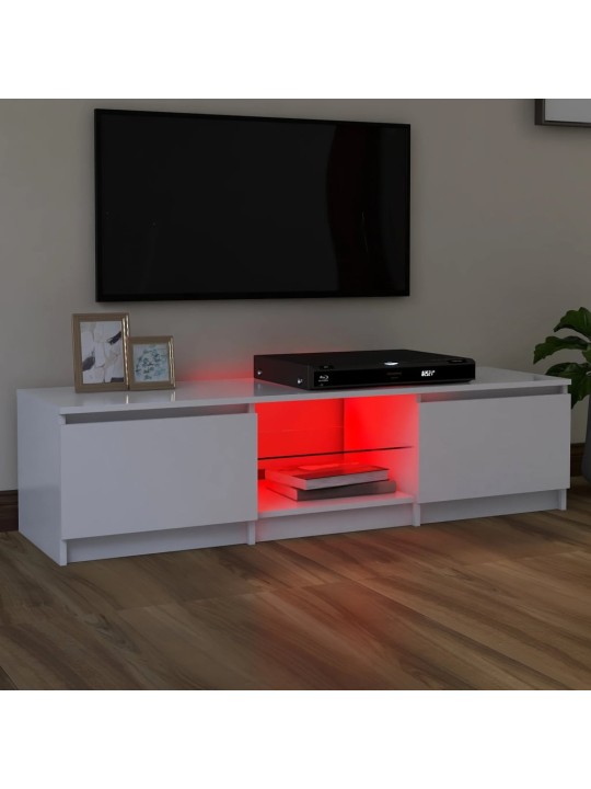 Televizoriaus spintelė su LED apšvietimu, balta, 140x40x35,5cm