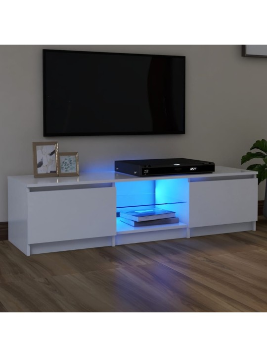 Televizoriaus spintelė su LED apšvietimu, balta, 140x40x35,5cm