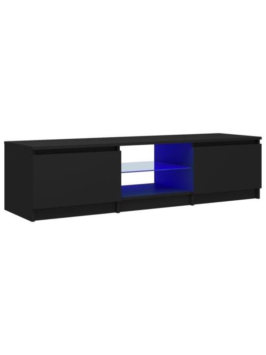 Televizoriaus spintelė su LED apšvietimu, juoda, 140x40x35,5cm