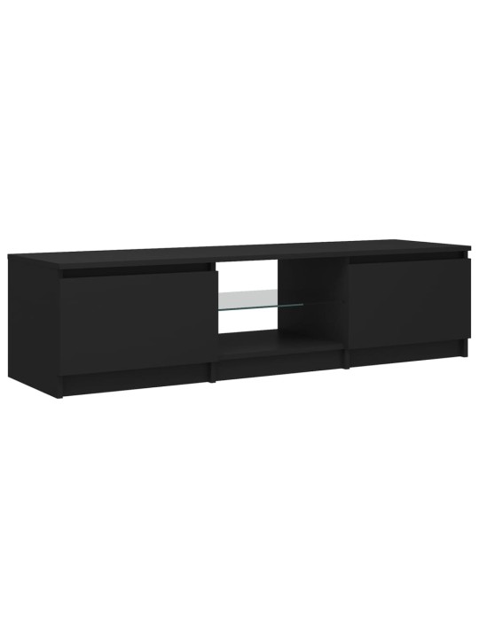 Televizoriaus spintelė su LED apšvietimu, juoda, 140x40x35,5cm