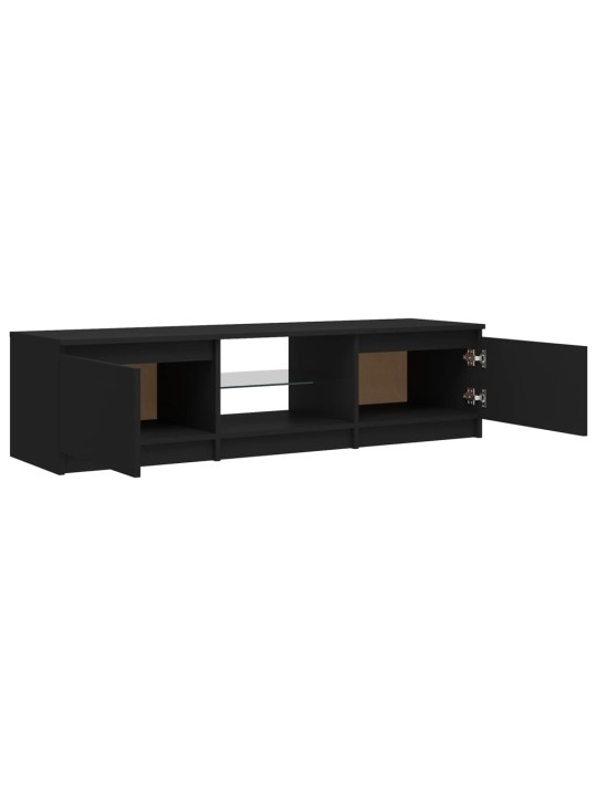 Televizoriaus spintelė su LED apšvietimu, juoda, 140x40x35,5cm