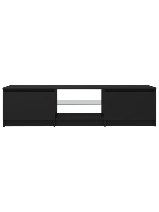 Televizoriaus spintelė su LED apšvietimu, juoda, 140x40x35,5cm