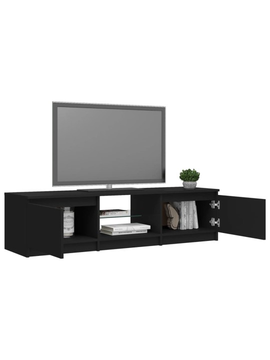 Televizoriaus spintelė su LED apšvietimu, juoda, 140x40x35,5cm