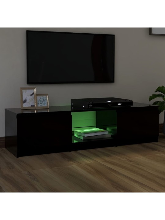 Televizoriaus spintelė su LED apšvietimu, juoda, 140x40x35,5cm