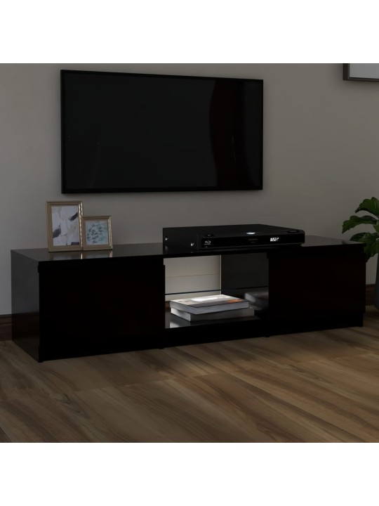Televizoriaus spintelė su LED apšvietimu, juoda, 140x40x35,5cm
