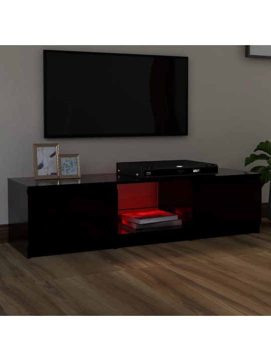 Televizoriaus spintelė su LED apšvietimu, juoda, 140x40x35,5cm