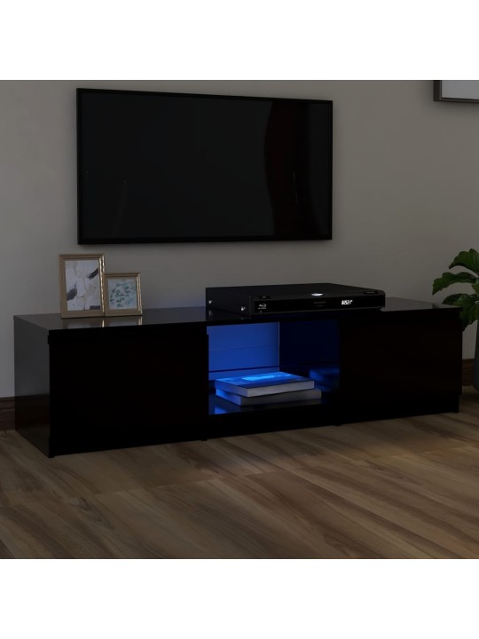 Televizoriaus spintelė su LED apšvietimu, juoda, 140x40x35,5cm