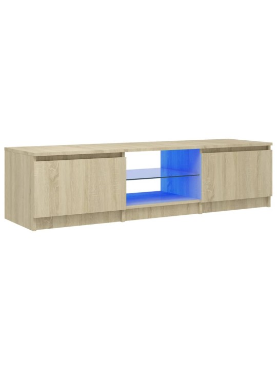 Televizoriaus spintelė su LED apšvietimu, ąžuolo, 140x40x35,5cm