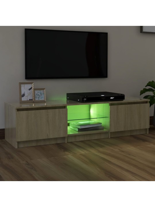 Televizoriaus spintelė su LED apšvietimu, ąžuolo, 140x40x35,5cm