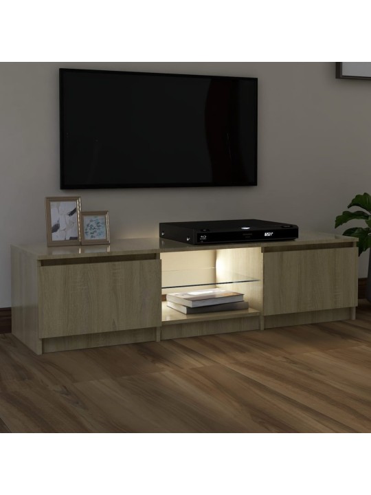 Televizoriaus spintelė su LED apšvietimu, ąžuolo, 140x40x35,5cm