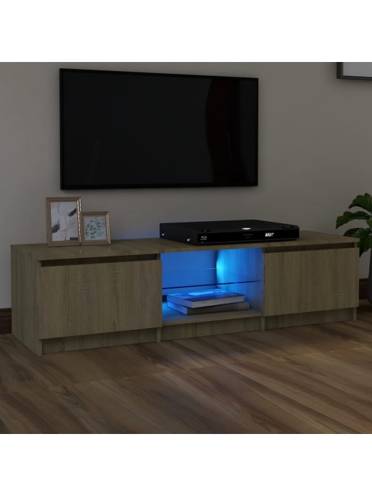 Televizoriaus spintelė su LED apšvietimu, ąžuolo, 140x40x35,5cm