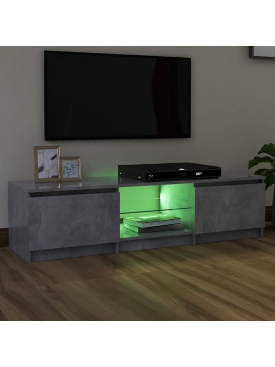 Televizoriaus spintelė su LED, betono pilka, 140x40x35,5cm