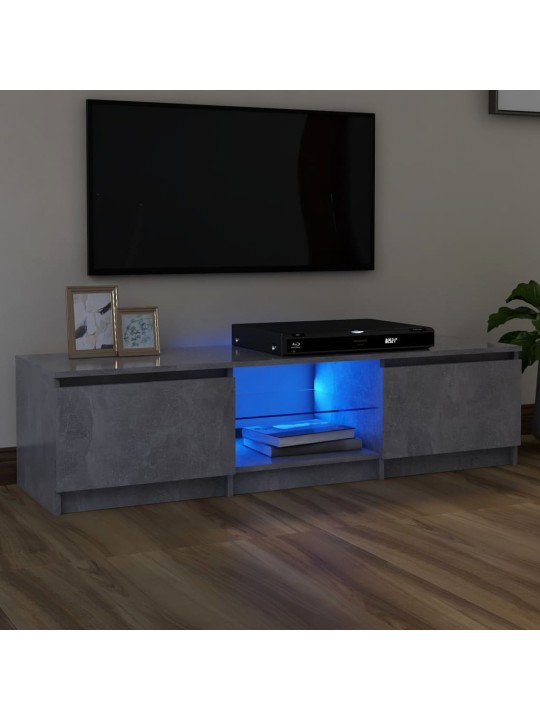 Televizoriaus spintelė su LED, betono pilka, 140x40x35,5cm