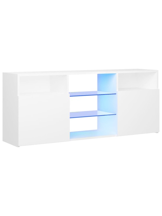 Televizoriaus spintelė su LED apšvietimu, balta, 120x30x50cm
