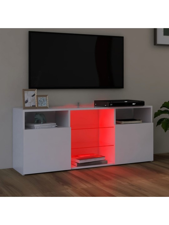 Televizoriaus spintelė su LED apšvietimu, balta, 120x30x50cm