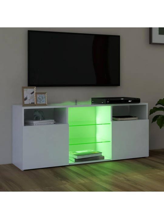 Televizoriaus spintelė su LED apšvietimu, balta, 120x30x50cm