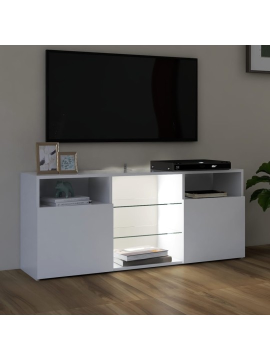 Televizoriaus spintelė su LED apšvietimu, balta, 120x30x50cm